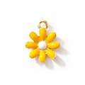 Yellow enamel daisy flower pendant with gold plated edges on white background - Yellow Gold Plated