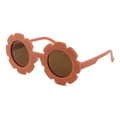 Cute flower shaped kids sunglasses in terracotta pink with dark round lenses - Orange