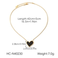 Detail of gold chain with black heart pendant showing dimensions 2.38cm and 42cm length - Gold Black Heart Pendant (HC-N40230)