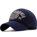 Berretto da baseball in cotone blu scuro con ricami e patch vintage surf California - Regolabile / Blu navy