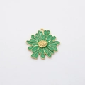 Détail du pendentif marguerite en émail vert avec bordure dorée pour bijoux DIY - Vert