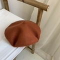 Classic wool beret in deep terracotta color with a soft texture for autumn and winter - M(56-58cm) / Brick Red