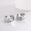 Ear cuff minimalista in argento sterling S925 con texture martellata irregolare in argento - Oro Bianco (Singolo)