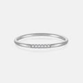 Macro shot of silver ring with six brilliant-cut diamonds in a minimalist row - US 6 / Silver Six Stone Row