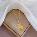Luxuriöse Bären-Halskette aus Titanstahl mit Goldbeschichtung und Zirkonsteinen in Geschenkbox - Titanstahlkette Kupferanhänger / Vollständig Besetzter Bär Stil (D215)