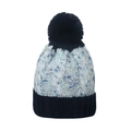 Detalle del gorro de punto trenzado azul marino con pompón y textura gruesa de mohair - M (56-58cm) / Azul Marino