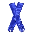Glänzende blaue 50cm elastische Satin Opernhandschuhe für Cosplay und Abendkleidung - Einheitsgröße / Blau (50cm)