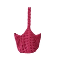Borsa tote all'uncinetto fatta a mano in rosa vivace con motivi a conchiglia traforati - Rosa Rosso