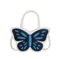 Sac à main papillon blanc en cuir PU avec ailes bleues scintillantes et bandoulière - Blanc
