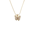 Elegant gold butterfly necklace with sparkling zircon stones on a fine link chain - Gold Exquisite Zirconia Butterfly