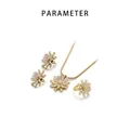 Detailed size specifications for pearl daisy pendant necklace and earring jewelry set - One Size Ring / Daisy Rhinestone Style (KS220655-LX)
