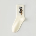 Calza bianca in cotone pettinato per uomo con stampa Spicy e trama a costine morbida - Taglia unica / Bianco Sporco
