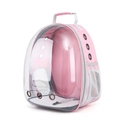 Pink panoramic space capsule cat backpack with transparent window and breathable side mesh - Side-open Pink Panoramic
