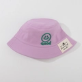 Kids purple bucket hat featuring a green smiley face embroidery and canvas texture - CM8001 Smiley Series / Purple