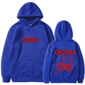 Sweat à capuche bleu à manches longues avec imprimé 'with love CHERRY' et cerises - Bleu