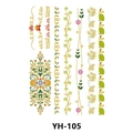 Metallic gold and green floral temporary tattoo stickers featuring YH-105 vine designs - Gold and Green Floral Vine Border (YH-105)