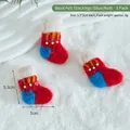 Set of 3 mini red and blue felt Christmas stocking ornaments for holiday tree decoration - Wool Felt (Blue Red Sock)