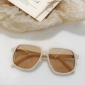 Retro cat-eye sunglasses in cream beige frame with amber lenses for women and men - Rice White 25 - Square Aviator Milk Tea Color