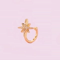 Detail of a gold ear bone clip featuring a sparkling sunburst zircon star design - Octagonal Star Style(A2209) / KC Gold