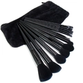 Professional 13pcs black makeup brush set with soft bristles and velvet storage pouch - 13Pcs High-end Black With Bag