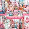 Holiday themed 6x6 inch scrapbooking paper pad with 12 pastel pink winter designs - R2443 24 Sheets
