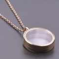 Rose gold round glass locket necklace with stainless steel chain and openable frame - Inner Diameter 20mm / Rose Gold
