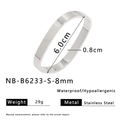Bracelet ovale ouvert en acier inoxydable argenté poli avec finition hypoallergénique - Argent (NB-B6233-S-8mm)
