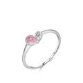 Minimalistischer S925 Sterlingsilber Ring mit rosa und klarem Steinbesatz - US Größe 7 / Rosa Ring-US Größe 7