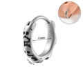 Vintage silver stainless steel hoop earring with punk skull relief pattern and 11mm diameter - NO 8 - Dense Skulls
