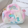 Plush unicorn crossbody bag for girls with pink gradient fur and ribbon detail - 22cmx13cmx13cm / Pink Tie Dye