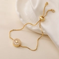 Exquisite 18K gold plated box chain bracelet featuring a star and shell heart pendant - Star Style (32020)