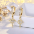 S925 sterling silver heart-shaped hoop earrings with gold star pendant and sparkling zircon - Star (NN381)