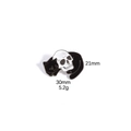 Detail view of cat and skull enamel pin showing dimensions 30mm by 21mm and weight 5.2g - Black Cat and Skeleton