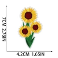 Detailed dimension guide showing 7cm height sunflower embroidery patch for DIY decor - Sunflower Branch (X9HD-105-16)