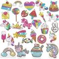 Kids DIY diamond painting sticker set with colorful unicorn and rainbow cartoon motifs - Unicorn & Dessert / SYT-11