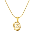 Collier en acier doré 18K avec pendentif lettre Z en nacre et style de lave - Lettre Z (S-P035-Z)