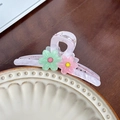 Pink marbled hair claw clip with light green and pink flower charms on a ceramic plate - Light Pink Medium (Green+Pink) - 11cm