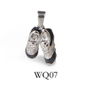 Hip hop style stainless steel pendant featuring a miniature silver and black sneaker design - Steel Sneaker (WQ07)