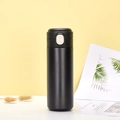 Matte black stainless steel insulated bottle with white push-button lid - 320ml / Boutique / Classic Black