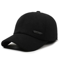 Cappello da baseball invernale da uomo in lana nera con paraorecchie e dettaglio sport - Regolabile / Nero