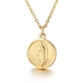18k vergoldete Edelstahlkette mit religiösem Guadalupe-Anhänger für Damen - Gold Jungfrau Maria Rundes Medaillon (KN92085-KFC)