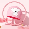 Pink waterproof silicone swim cap for kids featuring a cute white bear cartoon design - Pink Bear