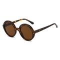 Vintage round tortoiseshell frame sunglasses with dark brown lenses for a retro style - Leopard Frame / Tea Lens