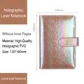 Holographic laser A6 PVC loose-leaf notebook cover with grid texture, 130x190mm - A6 No Inner Pages / Holographic Grid Rose Gold