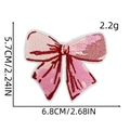 Dettaglio di toppa ricamata a fiocco rosa con dimensioni precise e peso di 2,2 g - Fiocco Rosa 3D