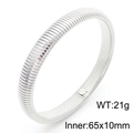 Silver-toned ribbed titanium steel bangle bracelet with 65x10mm inner diameter - Width 10mm (Inner Diameter 65mm) / Steel Color (KB183424-HM)