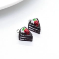 Resin chocolate strawberry layer cake pendants for DIY jewelry and keychains - D245-Dark Chocolate (Slice Cake)