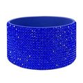 Blue silicone tumbler boot with shimmering blue rhinestones for sports water bottles - Royal Blue Rhinestone/Blue Sleeve