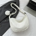 Borsa a mezzaluna bianca in nylon plissettato con piccolo borsellino rotondo - Bianco