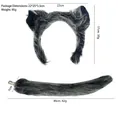 Halloween wolf costume set with fuzzy animal ears and long plush tail in grey and black - Straight Hair Wolf 2-Piece Set (Clip Style)